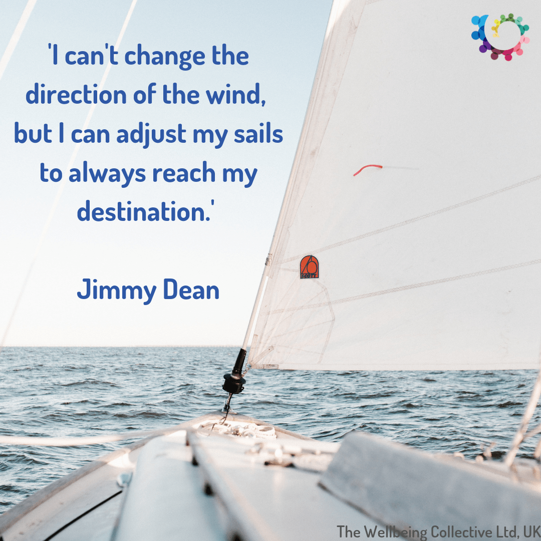 'I can't change the direction of the wind, but I can adjust my sails to always reach my destination.' Jimmy Dean